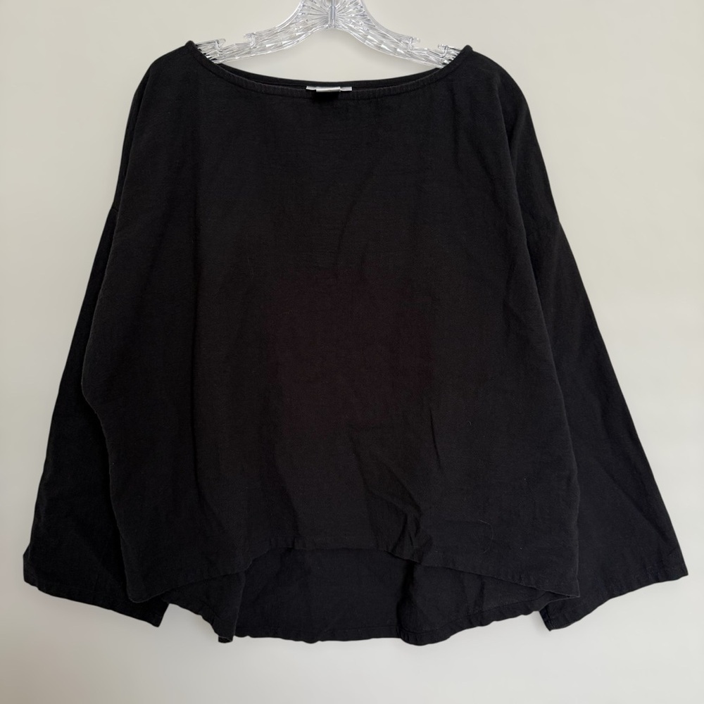 Soft Surroundings Black Drop Shoulder Tunic Top Lagenlook Breathable Cotton